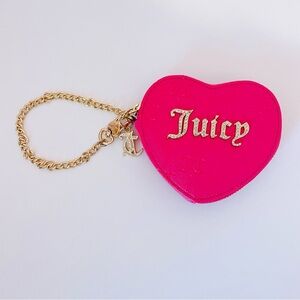 Juicy Couture Fuchsia Heart Pouch with Gold Chain